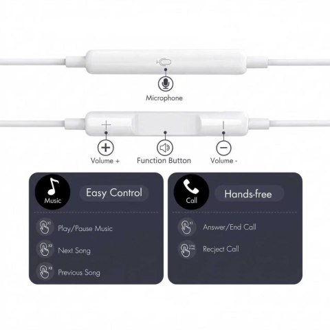 Tech-Protect UltraBoost Słuchawki Douszne USB-C Core G3 Białe