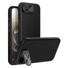 Etui Nillkin CarboProp Magnetic z osłoną na aparat i podstawką na iPhone 16e / 17e - czarne