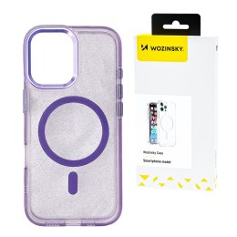 Etui Wozinsky Glitter Case MagSafe na Samsung Galaxy S24 FE - fioletowe z brokatem
