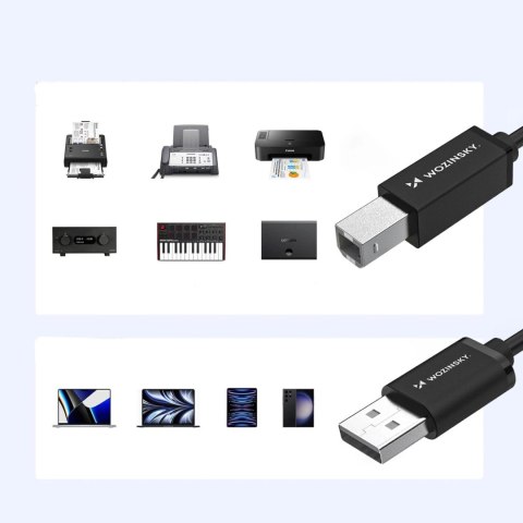 Kabel Wozinsky WKDDY3S USB-B - USB-A 480Mb/s 2m - czarny