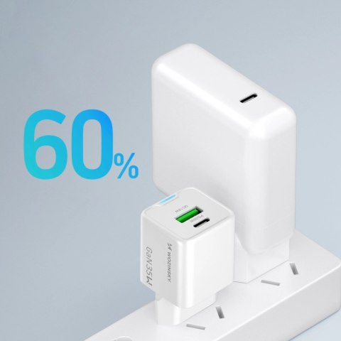 Ładowarka sieciowa Wozinsky WWC-35W GaN USB-A + USB-C - biała