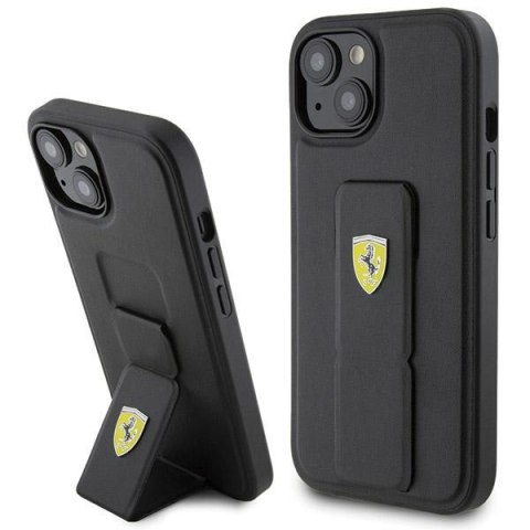 Ferrari FEHCP15SGSPSIK i Phone 15 / 14 / 13 6.1" czarny/black hardcase Grip Stand Metal Logo