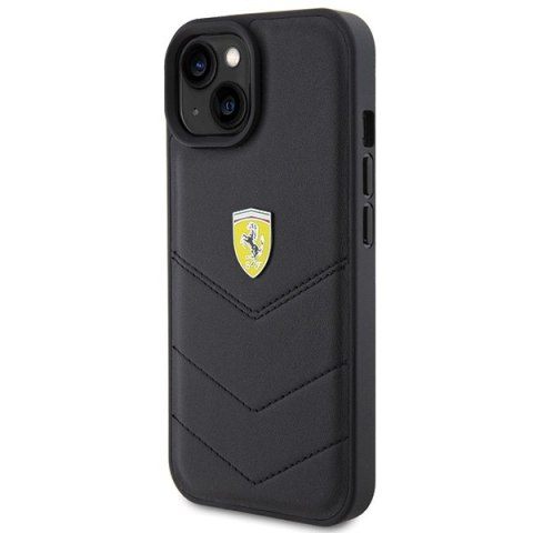 Ferrari FEHCP15SRDUK i Phone 15 / 14 / 13 6.1" czarny/black hardcase Quilted Metal Logo