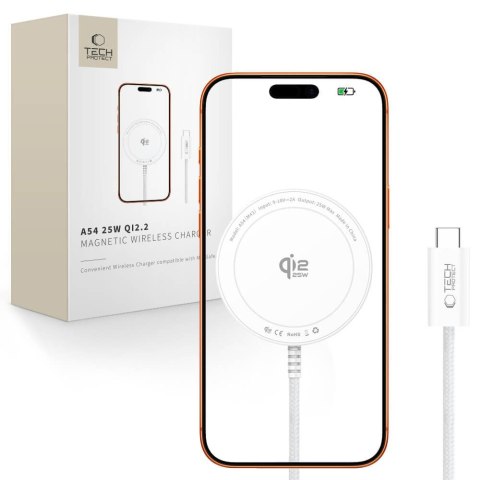 Ładowarka Bezprzewodowa Tech-Protect A54 Magnetic MagSafe 25W Qi2.2 - Biaa