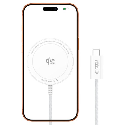 Ładowarka Bezprzewodowa Tech-Protect A54 Magnetic MagSafe 25W Qi2.2 - Biaa