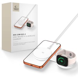 Ładowarka Indukcyjna 2w1 Tech-Protect A55 Magnetyczna MagSafe 25W Qi2.2 Biała