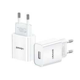 USAMS Ładowarka sieciowa 1x USB T18 2,1A(only head) biały/white Fast Charging CC075TC01