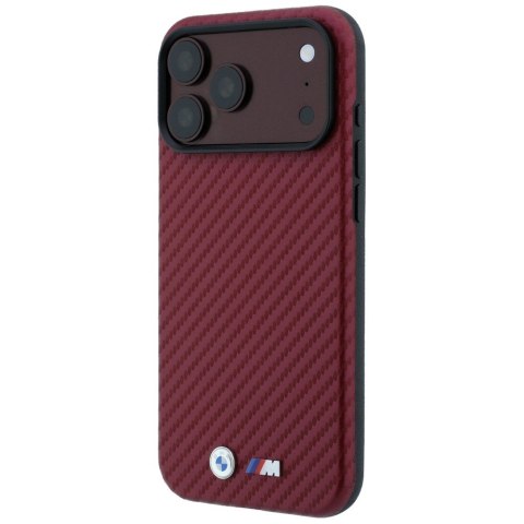 Etui BMW M Carbon Metal Logo Mag Safe do i Phone 18 Pro / 17 Pro bordowy