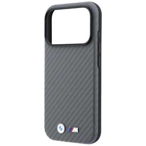Etui BMW M Carbon Metal Logo Mag Safe do i Phone 18 Pro Max / 17 Pro Max szary