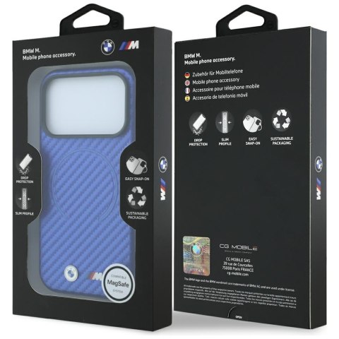 Etui BMW M Carbon Printed Ring Mag Safe do i Phone 18 Pro Max / 17 Pro Max niebieski
