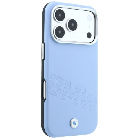 Etui BMW Sign Inclined Deboss Letters Mag Safe do i Phone 18 Pro / 17 Pro niebieski