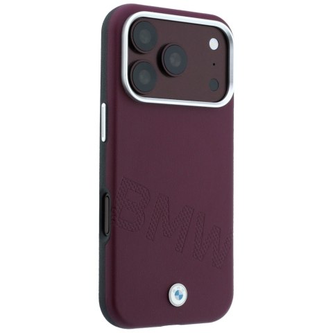 Etui BMW Sign Inclined Deboss Letters Mag Safe do i Phone 18 Pro Max / 17 Pro Max bordowy
