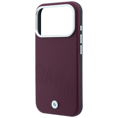 Etui BMW Sign Inclined Deboss Letters Mag Safe do i Phone 18 Pro Max / 17 Pro Max bordowy