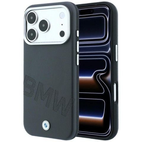 Etui BMW Sign Inclined Deboss Letters Mag Safe do i Phone 18 Pro Max / 17 Pro Max szary