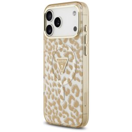 Etui Guess IML Leopard Glitter Triangle Logo Mag Safe do i Phone 18 Pro Max / 17 Pro Max brązowy