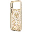 Etui Guess IML Leopard Glitter Triangle Logo Mag Safe do i Phone 18 Pro Max / 17 Pro Max brązowy