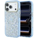 Etui Guess IML Leopard Glitter Triangle Logo Mag Safe do i Phone 18 Pro Max / 17 Pro Max niebieski