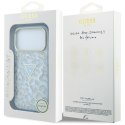 Etui Guess IML Leopard Glitter Triangle Logo Mag Safe do i Phone 18 Pro Max / 17 Pro Max niebieski