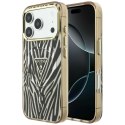 Etui Guess IML Zebra Glitter Triangle Logo Mag Safe do i Phone 18 Pro Max / 17 Pro Max złoty