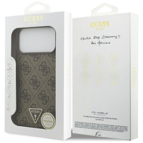 Etui Guess Leather 4G Triangle Strass Mag Safe do i Phone 18 Pro Max / 17 Pro Max brązowy