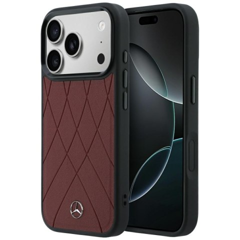 Etui Mercedes Leather Crossed Lines Mag Safe do i Phone 18 Pro / 17 Pro burgundowy