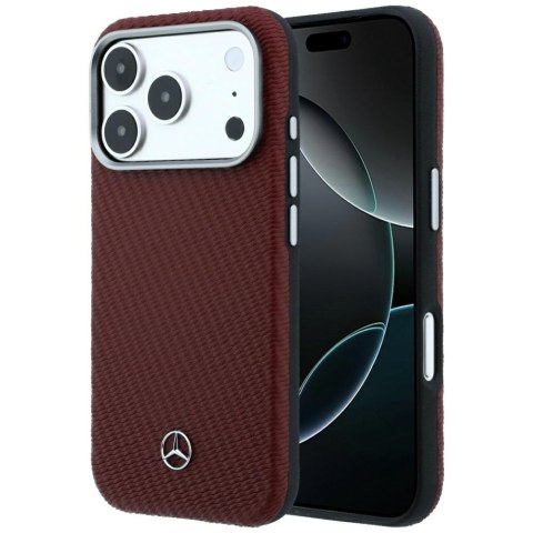 Etui Mercedes Leather Semi Wrap Wood Effect Mag Safe do i Phone 18 Pro Max / 17 Pro Max burgundowy