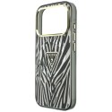 Etui Guess IML Zebra Glitter Triangle Logo Mag Safe do i Phone 18 Pro / 17 Pro srebrny