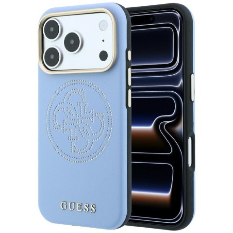 Etui Guess Perforated 4G Gold Logo Magsafe do i Phone 18 Pro / 17 Pro jasno niebieski