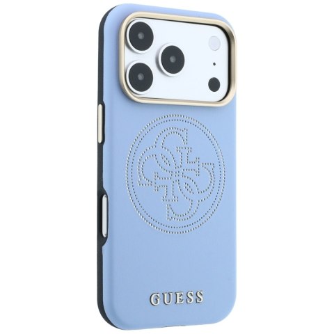 Etui Guess Perforated 4G Gold Logo Magsafe do i Phone 18 Pro / 17 Pro jasno niebieski