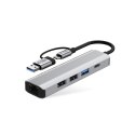 Tech-Protect Hub Adapter HB03 5w1 Type-C + USB2.0 + USB3.0 + RJ45 Szary