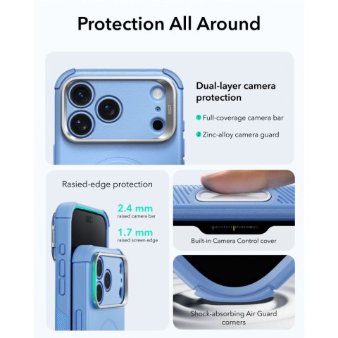 ESR Cyber Tough Kickstand MAGSAFE iPhone 17 PRO MAX / 18 PRO MAX jasnoniebieski