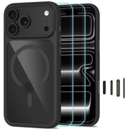 Etui TECH-PROTECT Magone MAGSAFE CC + Glass 2-pack iPhone 17 PRO MAX / 18 PRO MAX czarny / przeźroczysty