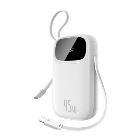 Powerbank baseus enerfill qpow3 10000mah 45w z kablami usb-c biały