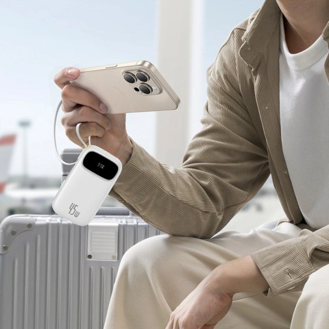 Powerbank baseus enerfill qpow3 10000mah 45w z kablami usb-c biały