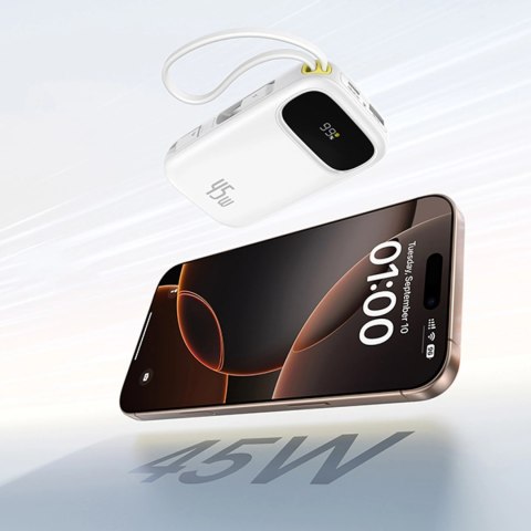 Powerbank baseus enerfill qpow3 10000mah 45w z kablami usb-c biały