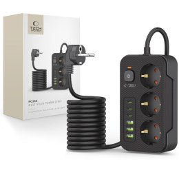 Tech-Protect Listwa Zasilająca PC3X6 3x USB & 3x Type-C & 3x Gniazdo 200cm Czarna