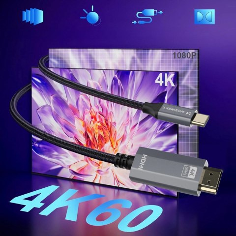 Kabel wozinsky wcch-01 usb-c - hdmi 4k 60hz 1,8m - czarny