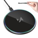 Ładowarka indukcyjna wozinsky wli-01y 15w qi z kablem usb-c - czarny