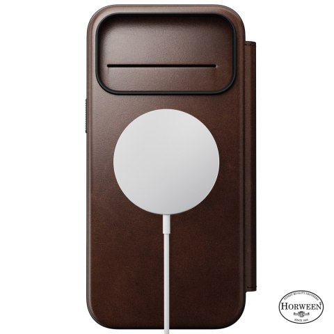 Nomad modern leather folio - etui do iphone 18 pro max / 17 pro max kompatybilne z magsafe, skóra horween (rustic brown)