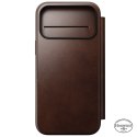 Nomad modern leather folio - etui do iphone 18 pro max / 17 pro max kompatybilne z magsafe, skóra horween (rustic brown)