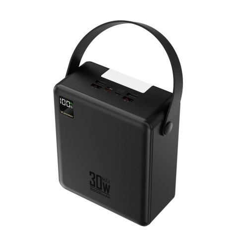 Powerbank wozinsky w8-b 100000mah 30w 2xusb-a i 2xusb-c z latarką - czarny