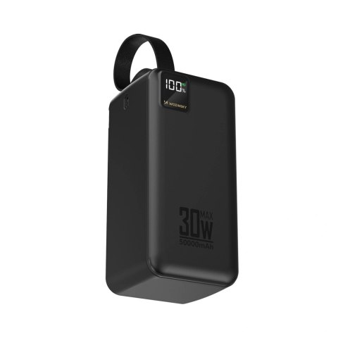 Powerbank wozinsky w8-b 50000mah 30w 2xusb-a i 2xusb-c i usb micro z latarką - czarny