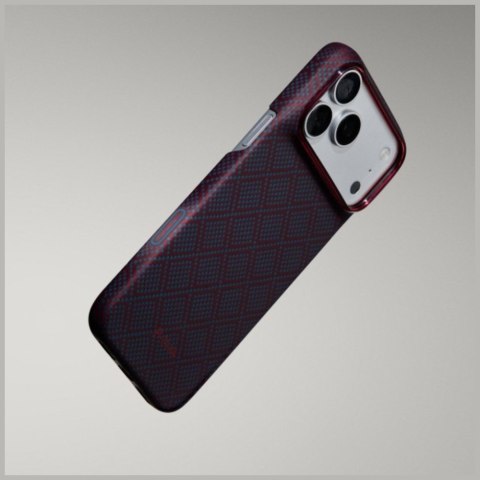 Etui pitaka edge case argyle MAGSAFE do iphone 18 PRO / 17 PRO niebiesko-czerwony