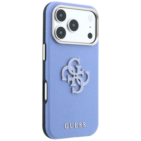 Etui guess grained & big resin logo do iphone 18 pro / 17 pro niebieski
