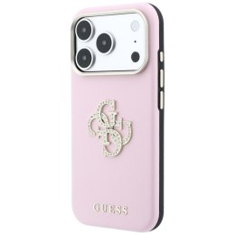 Etui guess smooth & big strass logo do iphone 18 pro max / 17 pro max różowy
