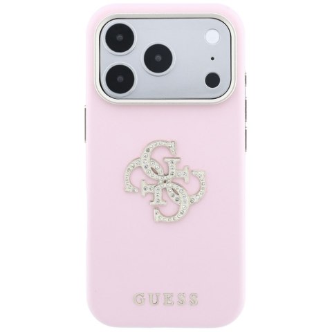 Etui guess smooth & big strass logo do iphone 18 pro max / 17 pro max różowy