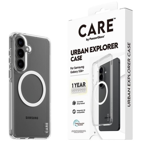 Etui CARE by PanzerGlass Urban Explorer Transparent w. White Qi do Samsung Galaxy S26+ przezroczysty