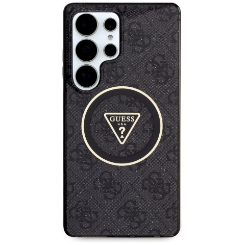 Etui Guess 4G Glitter Triangle Buttons MagSafe do Samsung Galaxy S25 Ultra czarny