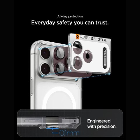 Osłona aparatu Spigen Optik Pro XL Glas.TR EZ Fit Camera Protector do iPhone 18 Pro Max burgundowa