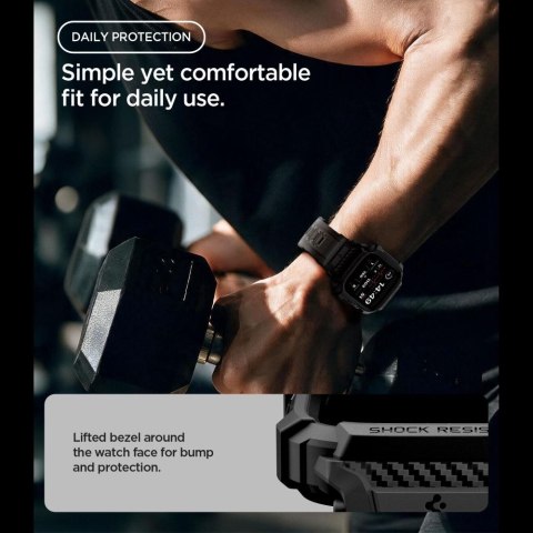Pancerne etui z paskiem Spigen Rugged Armor Pro do Apple Watch 12 (42mm) - Czarny Mat